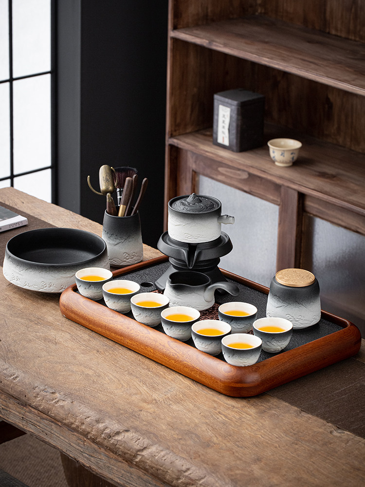 高档轻奢山海观自动功夫陶瓷茶具套装家用懒人泡茶壶高端大气礼盒