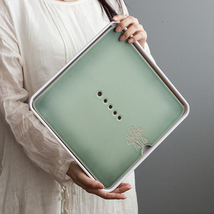 陶瓷茶盘 家用小型茶台茶托盘简约储水干泡盘功夫茶具茶海道套装
