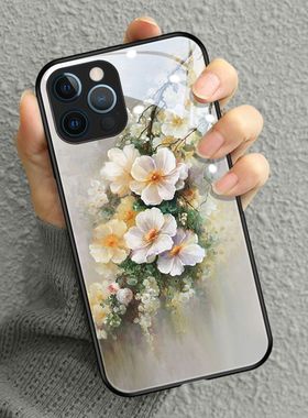 DZ适用苹果15promax手机壳新款iPhone15硅胶14plus灰色13pro全包12防摔11高级感xsmax女款8可爱7灰色风花朵