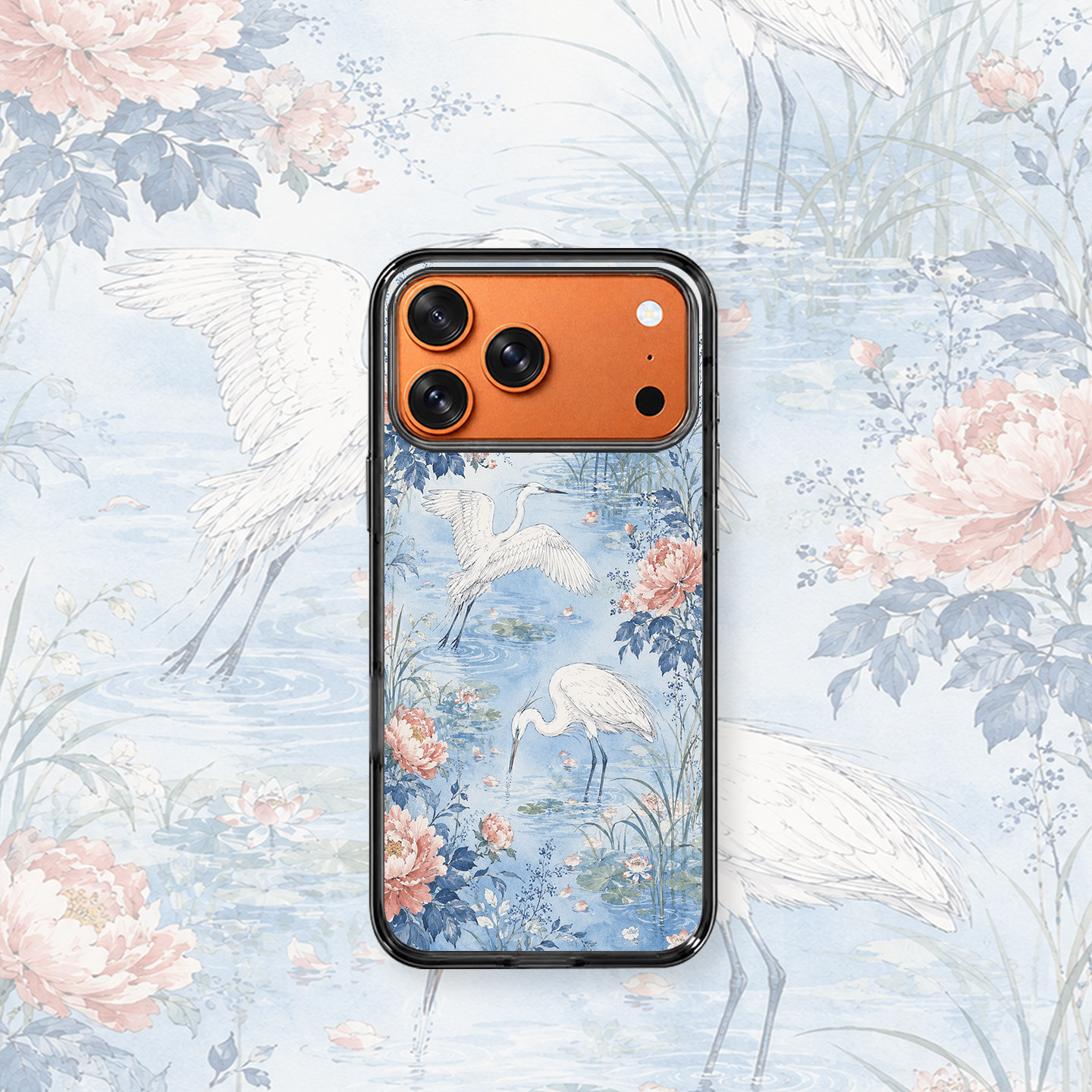 小红书适用苹果18promax手机壳17新款Magsafe磁吸iPhone16花间白鹤15plus高级感小众14个性艺术13Pro防摔创意