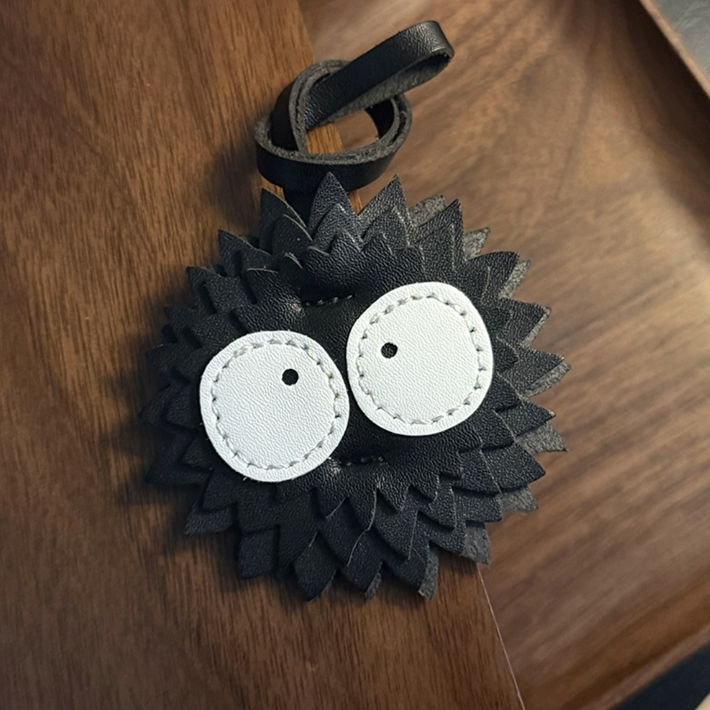 黑炭煤球包包挂件女精致高级感钥匙扣手工真皮饰品礼物男