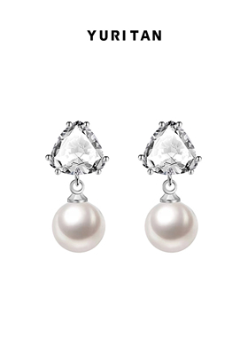 YURITAN珍珠耳环925银针时尚甜美风耳钉耳饰