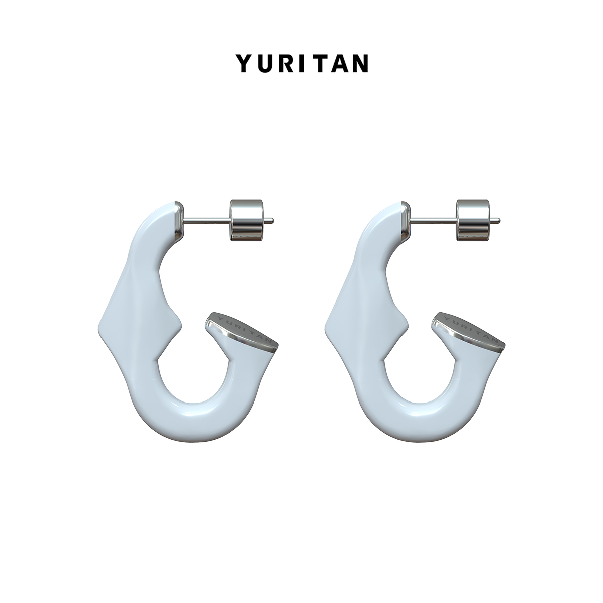 YURITAN粉色白色甜美风耳饰