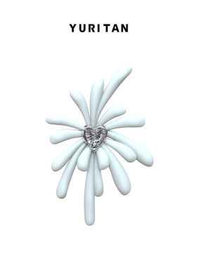 YURITAN白色狂花耳夹单只款2024春夏新款个性时尚潮酷耳骨夹