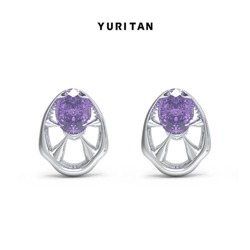 yuritan甲虫爪镶紫钻耳钉系列