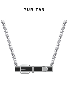 YURITAN春夏新款皮带扣黑釉吊坠项链甜酷风情侣款项链