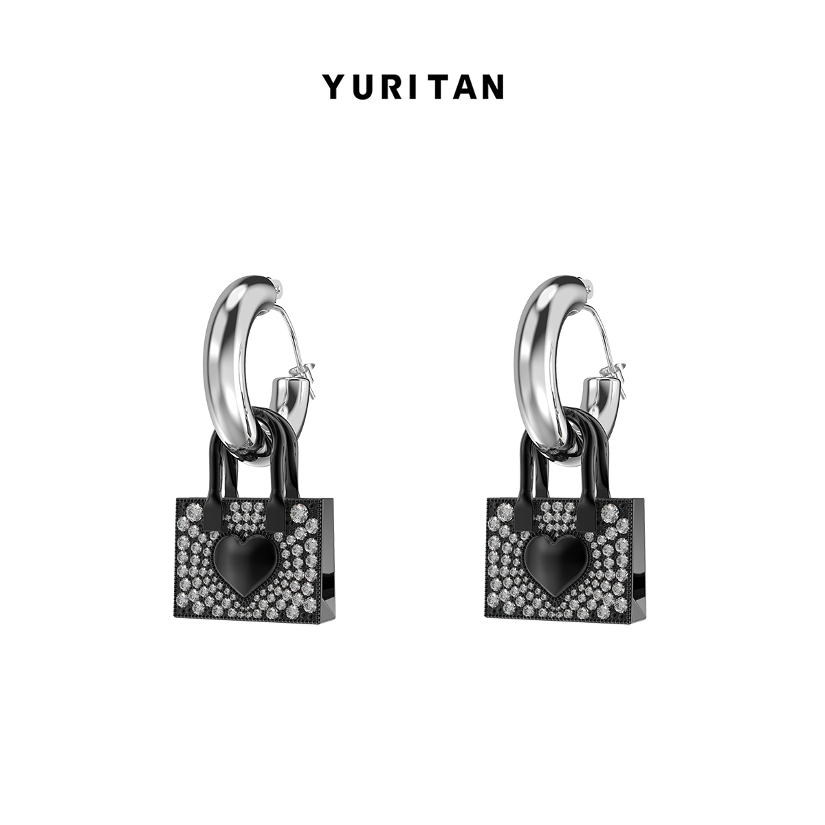 YURITAN黑色镶钻送女友包包耳环