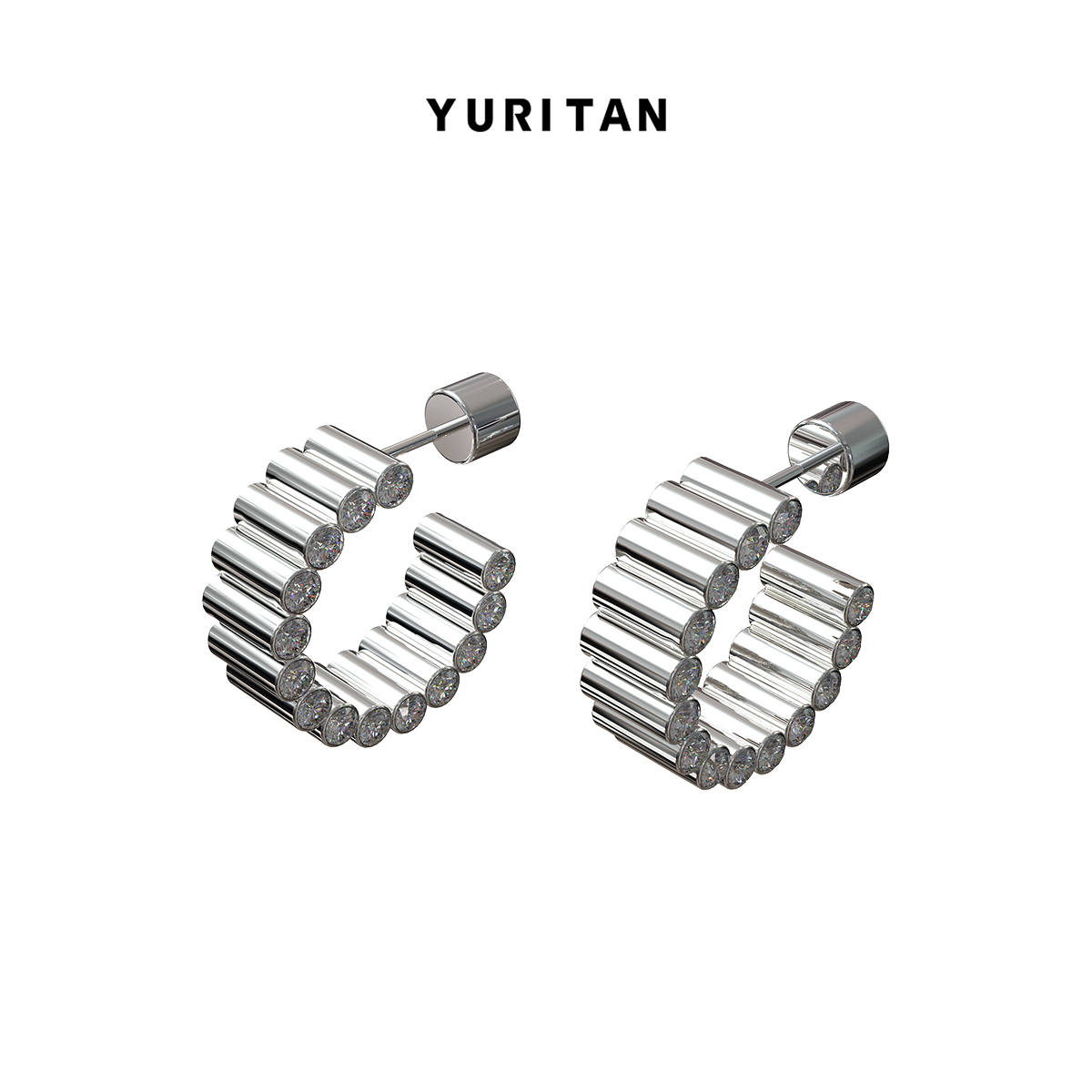 YURITAN时尚镀金镶钻耳环