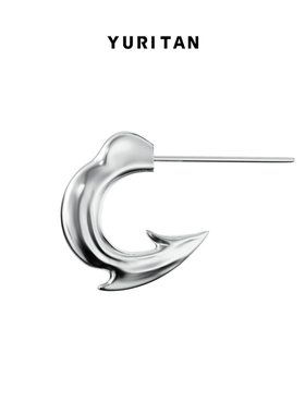 YURITAN海钓鱼钩耳钉深海系列原创设计个性潮酷银色情侣款耳饰