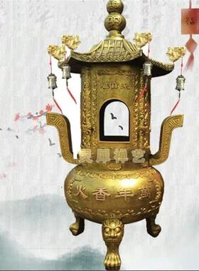 大型寺庙铸铁香炉鼎圆形带顶盖经炉户外祠堂道观宗祠景区铸造香炉