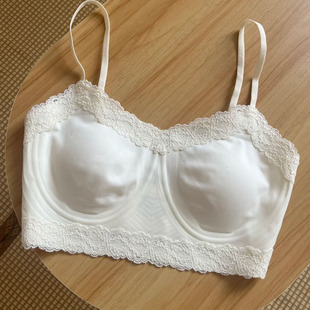 大胸显小抹胸背心吊带无钢圈裸感防走光文胸罩 无痕蕾丝内衣女薄款