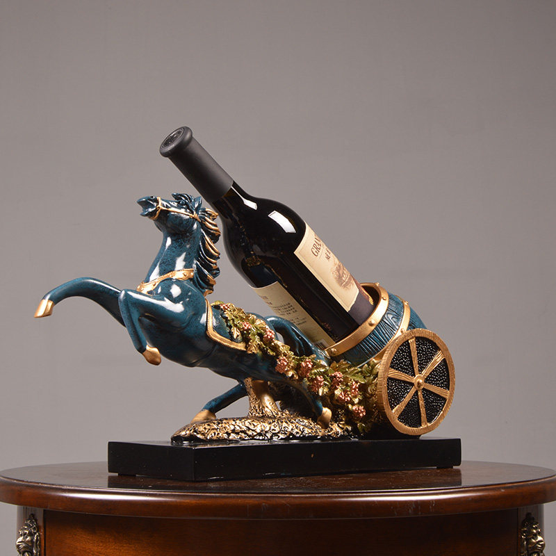 马拉车酒架子高档酒柜装饰品摆设客厅办公室电视柜家居美式工艺品