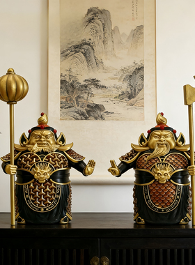 新中式门神哼哈二将玄关摆件