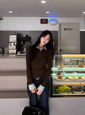 晨领【原版品质】polo领长袖T恤女内搭修身显瘦秋季超好看打底上