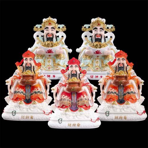 汉白玉佛像招财文财神爷摆件居家供奉黄衣财神办公室店铺神像