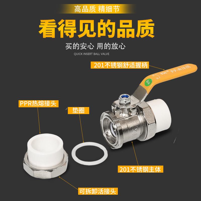 4分双活接热熔20PPR不锈钢球阀家用直接焊接阀门开关自来水管配件