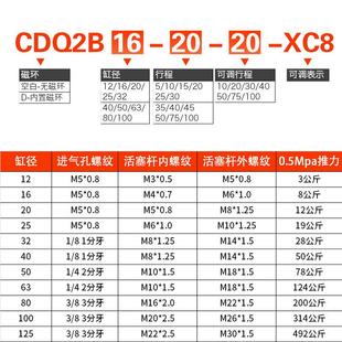 星辰气动薄型气缸可调ACQJ 80X亚德客 CDQ2B32