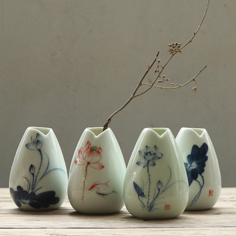 小花瓶陶瓷迷你桌面手绘水培插花