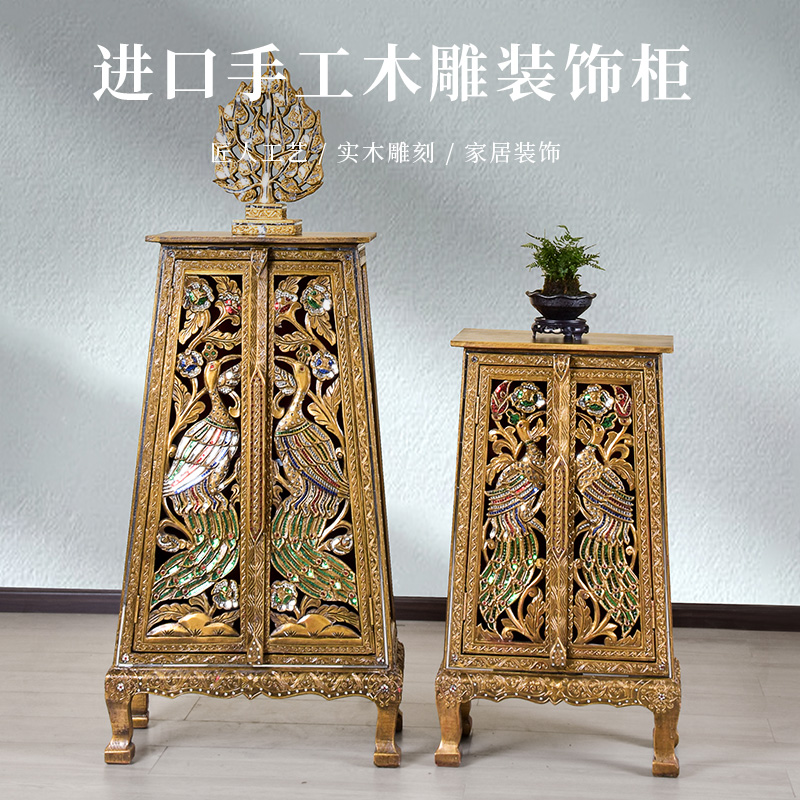 实木雕刻多功能玄关柜厂家直销