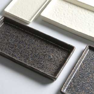 ENCAN陶瓷长方盘日式锤纹料理寿司赤身鱼盘复古菜盘特色酒店餐具