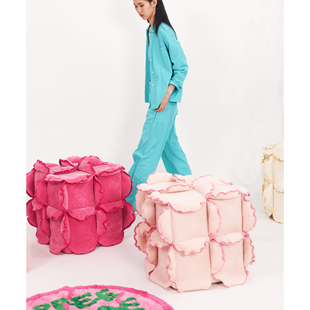 FAJAR 多巴胺花朵花瓣儿ins风可爱可拆洗原创方凳矮凳沙发凳矮凳