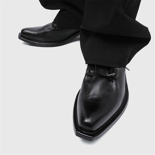 【轻奢品质】翘头模特巫师鞋男女走秀潮款尖头皮鞋高跟厚底德比鞋