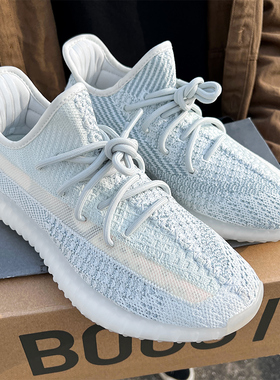 OG YEEZY奢椰子鞋350冰蓝男女鞋款春季网面透气运动休闲跑步鞋子