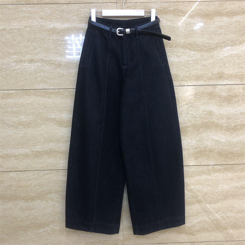 经典蜂巢6759欧洲站普洗裤腿宽松加绒弯刀腰带牛仔裤女冬季百搭款