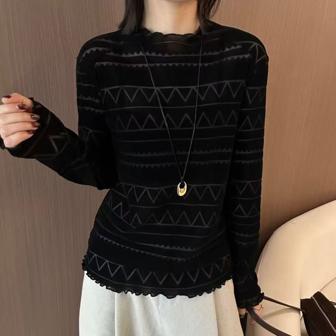 复古几何藏青三角显瘦针织衫女款