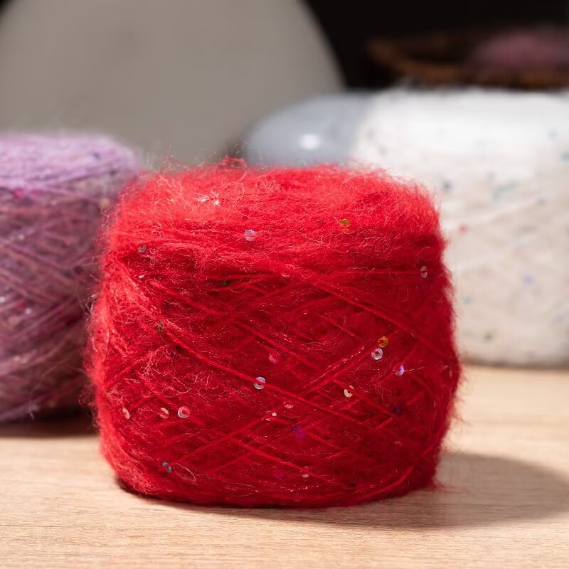 真丝马海毛小珠片马海羊驼金葱一团一两手工编织贴身穿柔软舒适