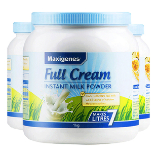 进口蓝胖子美可卓Maxigenes全脂中老年高钙成人奶粉1kg*3乳粉冲饮