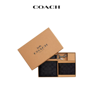 送男友礼物 COACH 蔻驰钱包男士 折叠短款 钱包钱夹礼盒装