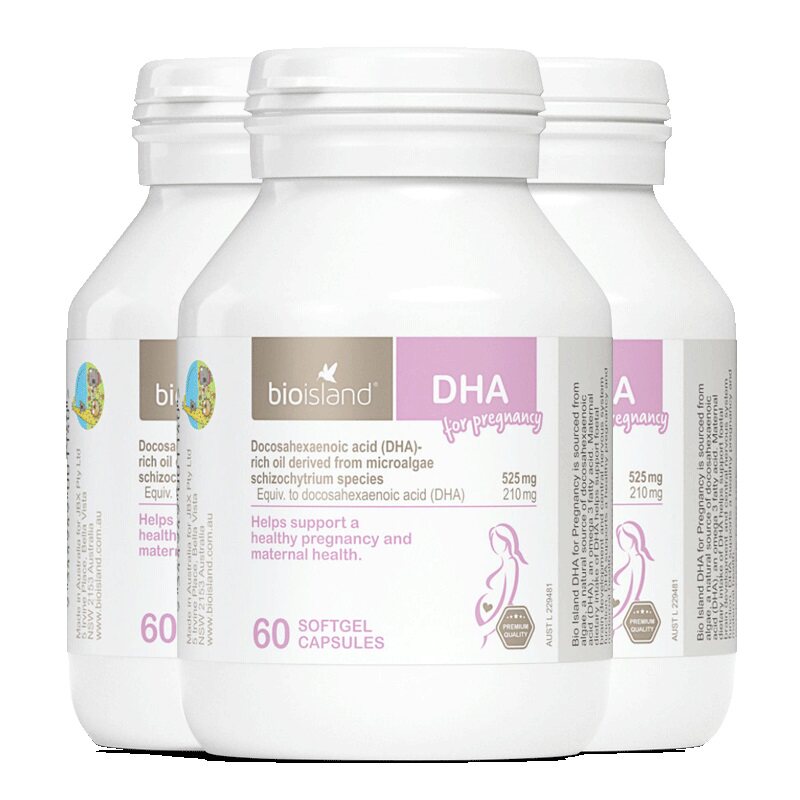 澳洲bioisland佰澳朗德孕妇海藻油DHA孕期哺乳期60粒*3瓶