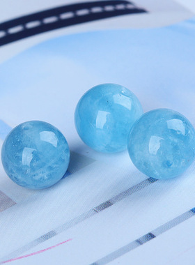 天然海蓝宝圆珠散珠润玉diy手工饰品材料水晶多宝手串单