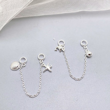 S925纯银铃铛海豚贝壳海星挂环双吊坠带链挂件DIY串珠手链坠配件