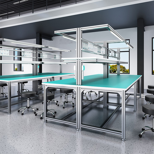 车间防静电工作台铝合金操作台铝型材检验台工厂流水线维修桌子