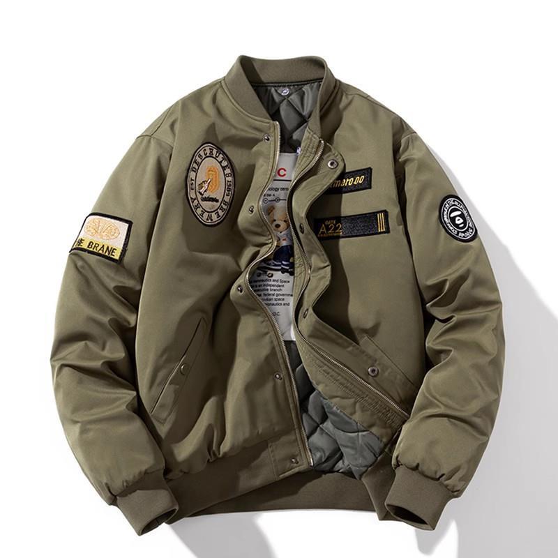 美式vintage复古刺绣棒球棉服外套秋冬季宽松加厚飞行员夹克男女