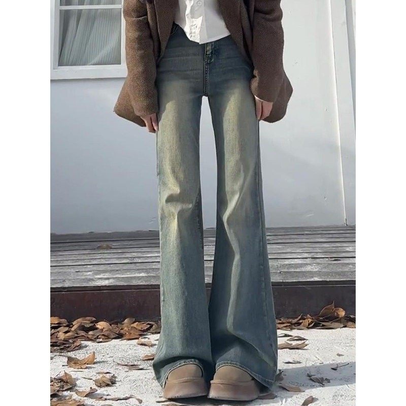 复古蓝微喇牛仔裤女秋冬加绒大码胖mm高腰显瘦弹力梨形身材喇叭裤,女装/女士精品,牛仔裤,淘宝优惠券,粉丝福利购,淘宝优惠卷