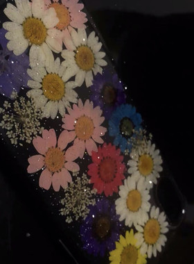 vivox30手机壳步步高x27女冬天x50真花x60滴胶x21pro日韩明星同款雏菊适用苹果14泫雅干花x23幻彩黑色保护套