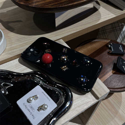 复古立体宝石滴胶黑色冷淡风