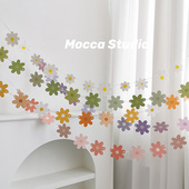 多色小雏菊拉旗露营野餐生日派对幼儿园毕业装 饰商超橱窗布置道具