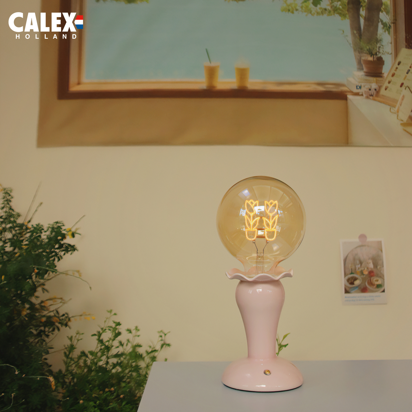 CALEX桃桃芝尔 粉色郁金香灯法式奶油少女氛围创意生日情人节礼物