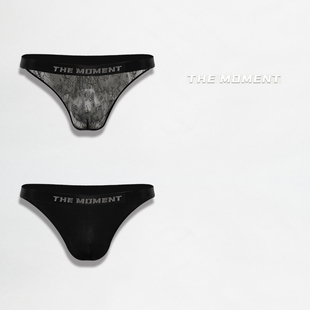 三角裤 男士 25新款 原创黑蕾丝高开叉烫钻夜店情运动色设计师款