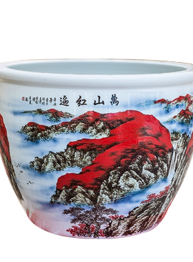 景德镇手绘乌龟缸家居客厅大摆件