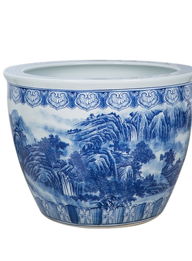 景德镇陶瓷乌龟缸睡莲庭院大摆件