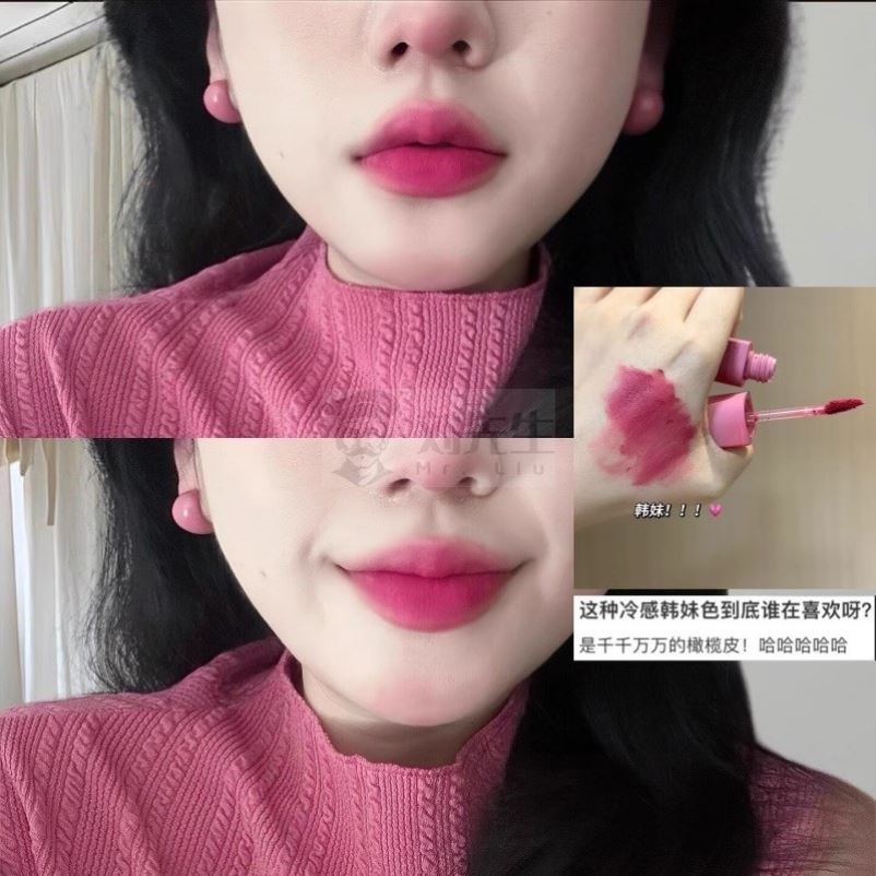 女高韩妹色橄榄皮超显白！低饱和伪素颜空气唇釉哑光雾面唇泥口红