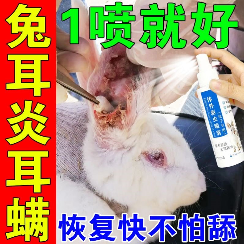 兔子耳螨药除螨驱耳内寄生虫除结痂一喷净皮肤病专用消炎止痒喷雾