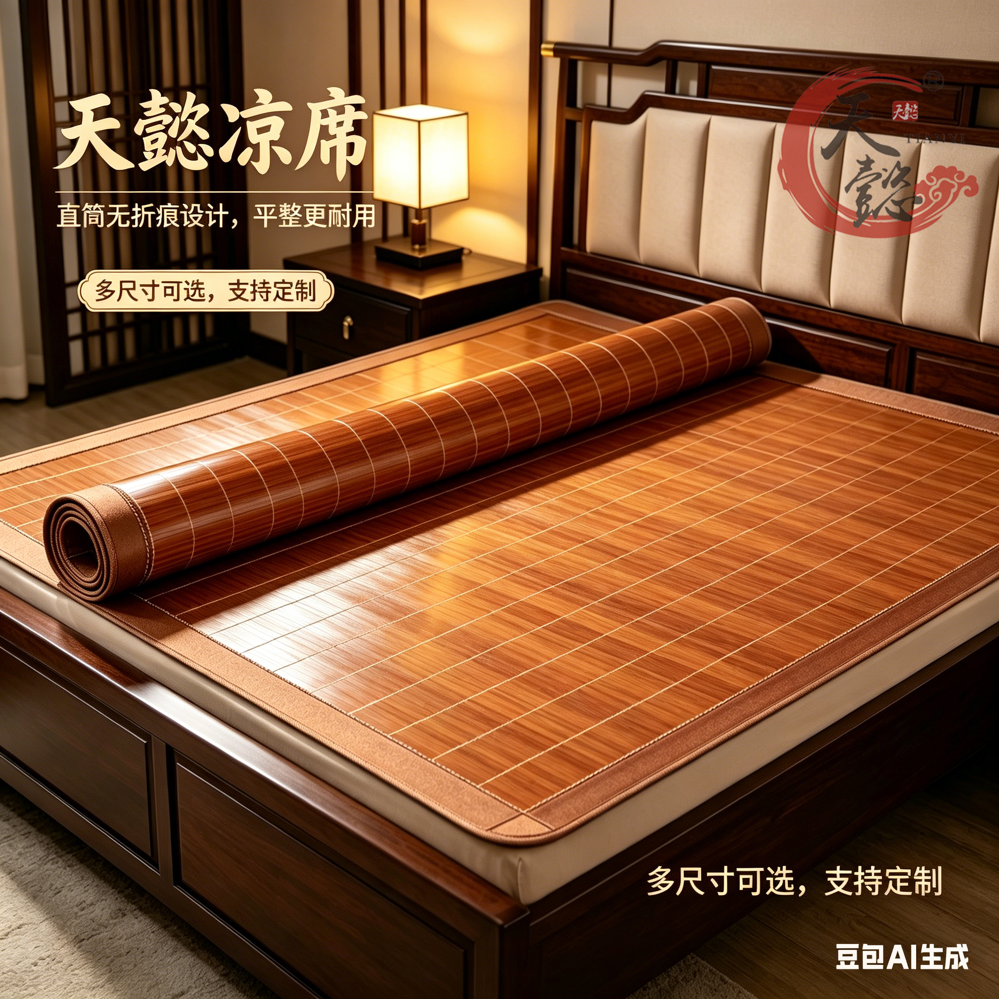 天懿凉席1.8正反两用1.2夏季1.35竹席子双面1.5家用定制2米长定做