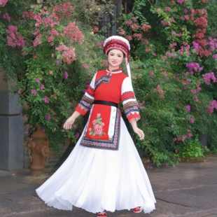 新款白族金花女装传统刺绣少数民族演出服饰云南大理古城旅拍服装