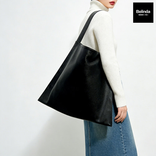 头层牛皮大容量简约通勤托特包女